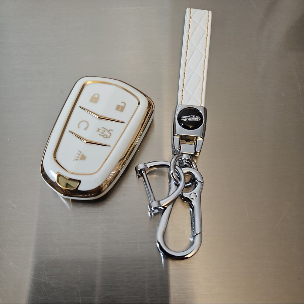 For Cadillac Key Fob Cover with Keychain TPU Protector Suitable for Cadillac